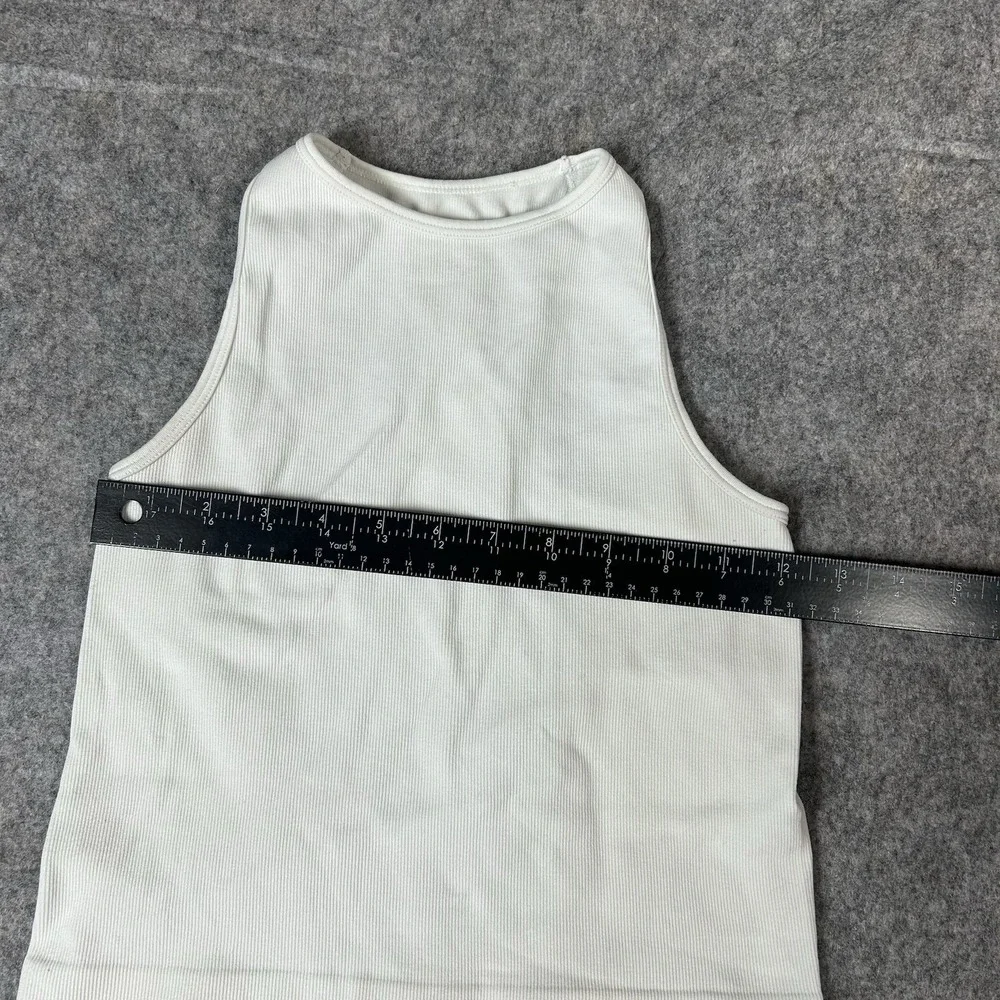 Intimately Free People Top XS Ribbed Tank Crop Sleeveless Fitted Racerback White